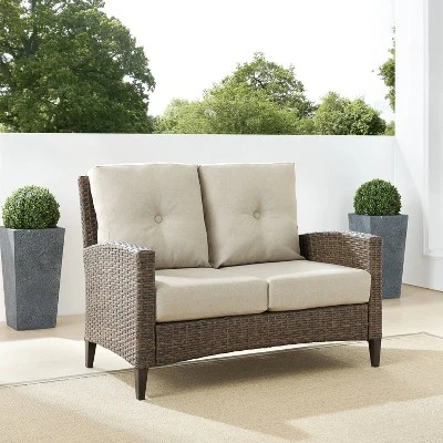 Rockport Outdoor Wicker High Back Loveseat - Crosley 9 Rockport Outdoor Wicker High Back Loveseat - Crosley - Image 9