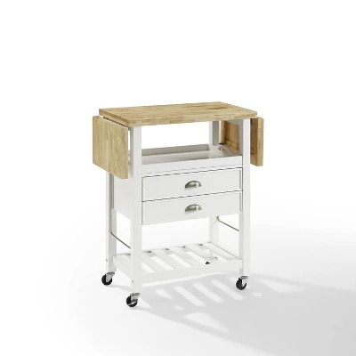 Bristol Double Drop Leaf Kitchen Cart White - Crosley 1 Bristol Double Drop Leaf Kitchen Cart White - Crosley