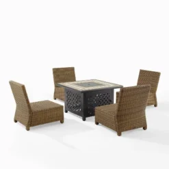 Bradenton 5pc Outdoor Wicker Armless Chair & Fire Table Set - Crosley -Cheap Crosley Store GUEST 5e3e33d2 5237 4b4f 8046 fe8c00060686