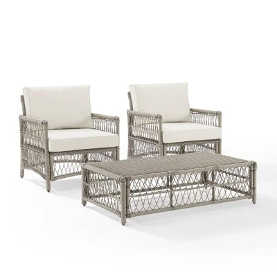 3pc Thatcher Outdoor Steel Chair & Ottoman Set Creme/Driftwood - Crosley 8 3pc Thatcher Outdoor Steel Chair & Ottoman Set Creme/Driftwood - Crosley - Image 8