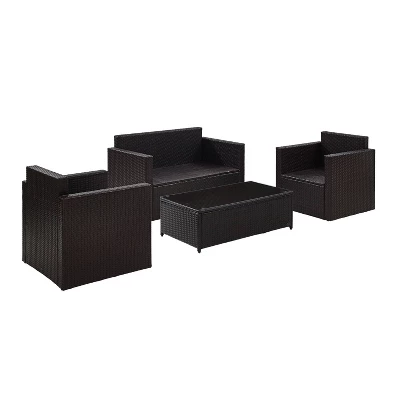 Palm Harbor 4pc Outdoor Wicker Conversation Set - Gray - Crosley 6 Palm Harbor 4pc Outdoor Wicker Conversation Set - Gray - Crosley - Image 6