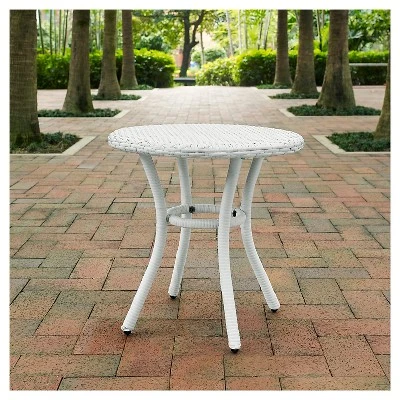 Crosley Palm Harbor Outdoor Wicker Round Side Table In White 3 Crosley Palm Harbor Outdoor Wicker Round Side Table In White - Image 3