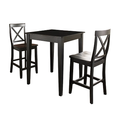 3pc Pub Dining Set With X-Back Stools Black - Crosley 4 3pc Pub Dining Set With X-Back Stools Black - Crosley - Image 4
