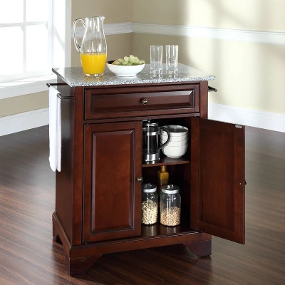 Lafayette Gray Granite Top Portable Kitchen Island/Cart Mahogany - Crosley 2 Lafayette Gray Granite Top Portable Kitchen Island/Cart Mahogany - Crosley - Image 2