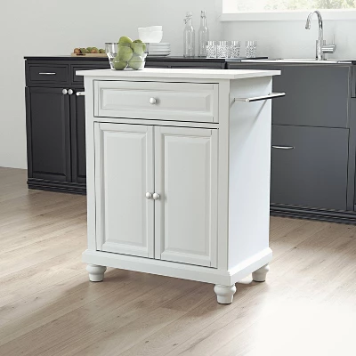 Cambridge Stone Top Portable Kitchen Island/Cart White - Crosley 1 Cambridge Stone Top Portable Kitchen Island/Cart White - Crosley