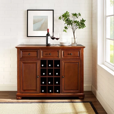 Alexandria Sideboard Cabinet With Wine Storage Cherry - Crosley 5 Alexandria Sideboard Cabinet With Wine Storage Cherry - Crosley - Image 5