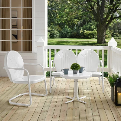 Griffith 3pc Outdoor Conversation Set With Loveseat, Arm Chair & Accent Table - White - Crosley 4 Griffith 3pc Outdoor Conversation Set With Loveseat, Arm Chair & Accent Table - White - Crosley - Image 4