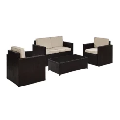 Palm Harbor 4pc All-Weather Wicker Patio Seating Set - Sand - Crosley