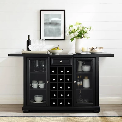 Alexandria Sliding Top Bar Cabinet Black - Crosley 2 Alexandria Sliding Top Bar Cabinet Black - Crosley - Image 2