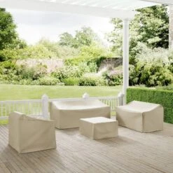 Crosley 4pc Sectional Cover Set, Tan