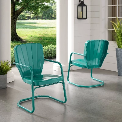 Ridgeland 2pk Outdoor Chairs - Turquoise Gloss - Crosley 2 Ridgeland 2pk Outdoor Chairs - Turquoise Gloss - Crosley - Image 2