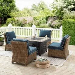 Bradenton 5pc Outdoor Wicker Armless Chair & Fire Table Set - Crosley -Cheap Crosley Store GUEST 65c8402d 600e 4826 924f f4ec4aa639f6