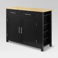 Full Savannah Wood Top Kitchen Island Cart Black/Natural - Crosley -Cheap Crosley Store GUEST 65d7a931 8d5d 4e33 82e9 75415776139e