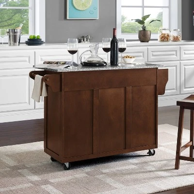 Eleanor Granite Top Kitchen Cart Mahogany/Gray - Crosley 4 Eleanor Granite Top Kitchen Cart Mahogany/Gray - Crosley - Image 4