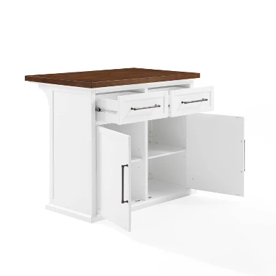 Bartlett Wood Top Kitchen Island White/Walnut - Crosley 8 Bartlett Wood Top Kitchen Island White/Walnut - Crosley - Image 8