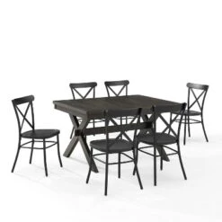 7pc Hayden Extendable Dining Set With Camille Chairs Matte Black/Slate - Crosley -Cheap Crosley Store GUEST 677e9857 bd21 4c40 a006 f254530ae17c