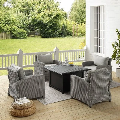 Bradenton 5pc Wicker Conversation Set With Fire Table - Gray - Crosley 7 Bradenton 5pc Wicker Conversation Set With Fire Table - Gray - Crosley - Image 7