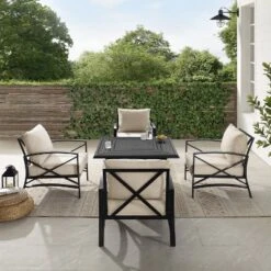 Kaplan 5pc Outdoor Conversation Set With Dante Fire Table & 4 Arm Chairs - Oatmeal - Crosley -Cheap Crosley Store GUEST 68e1fda8 054c 40d7 b771 2635a5e9338b