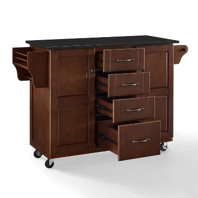 Eleanor Granite Top Kitchen Cart Mahogany/Black - Crosley 10 Eleanor Granite Top Kitchen Cart Mahogany/Black - Crosley - Image 10