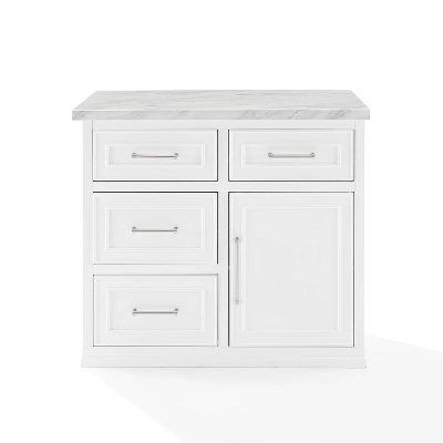 Cutler Faux Marble Top Kitchen Island White/White Marble - Crosley 9 Cutler Faux Marble Top Kitchen Island White/White Marble - Crosley - Image 9
