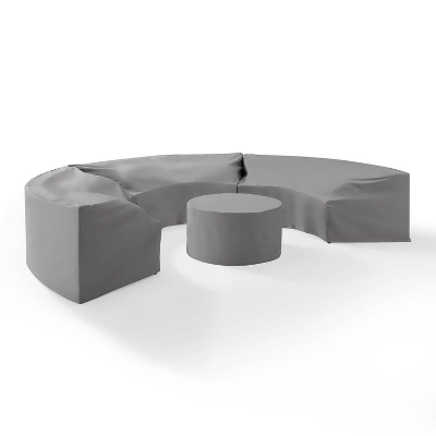 Crosley Catalina 4pc Furniture Cover Set, Three Round Sectional Sofas And Coffee Table, Gray 3 Crosley Catalina 4pc Furniture Cover Set, Three Round Sectional Sofas And Coffee Table, Gray - Image 3