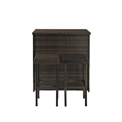 Palm Harbor 3pc Outdoor Wicker Bar Set - Brown - Crosley 6 Palm Harbor 3pc Outdoor Wicker Bar Set - Brown - Crosley - Image 6