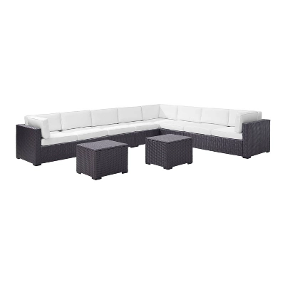 Biscayne 7pc Outdoor Wicker Sectional Set With 2 Coffee Tables & 3 Corner Seats White - Crosley 2 Biscayne 7pc Outdoor Wicker Sectional Set With 2 Coffee Tables & 3 Corner Seats White - Crosley - Image 2