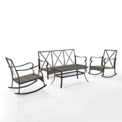4pc Dahlia Outdoor Steel Sofa Set Taupe/Matte Black - Crosley -Cheap Crosley Store GUEST 6bfd5367 5378 4c15 9c6f fdcb7d8474dd