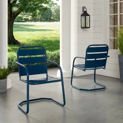 Brighton 2pc Metal Chair Set - Navy - Crosley 8 Brighton 2pc Metal Chair Set - Navy - Crosley - Image 8