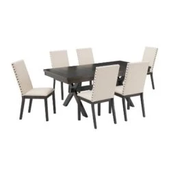 7pc Hayden Extendable Dining Set With 6 Upholstered Chairs Slate - Crosley 17 7pc Hayden Extendable Dining Set With 6 Upholstered Chairs Slate - Crosley -Cheap Crosley Store GUEST 6de1a650 c26d 4834 a578 d853f81c6638