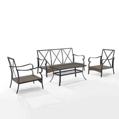 4pc Dahlia Outdoor Steel Conversation Set Taupe/Matte Black - Crosley 6 4pc Dahlia Outdoor Steel Conversation Set Taupe/Matte Black - Crosley - Image 6