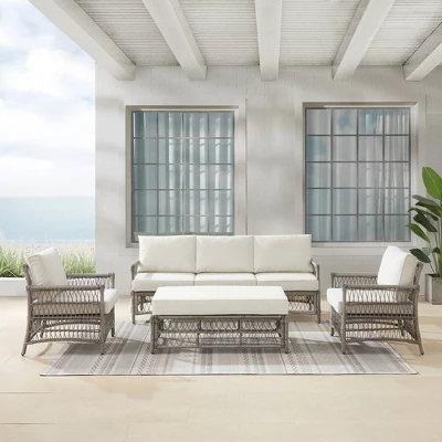 4pc Thatcher Outdoor Steel Conversation Set Creme/Driftwood - Crosley 2 4pc Thatcher Outdoor Steel Conversation Set Creme/Driftwood - Crosley - Image 2