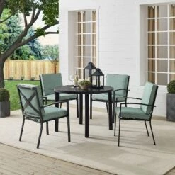5pc Kaplan Outdoor Steel Round Dining Set Mist/Bronze - Crosley