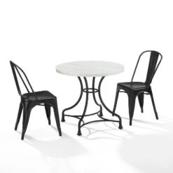 3pc 32" Madeleine Curved Frame Dining Set Matte Black - Crosley
