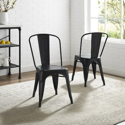 Set Of 2 17" Amelia Metal Chair Matte Black - Crosley 5 Set Of 2 17" Amelia Metal Chair Matte Black - Crosley - Image 5