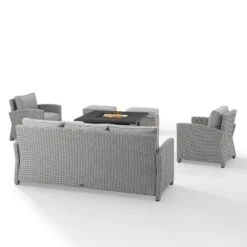 Bradenton 6pc Outdoor Wicker Sofa And Arm Chair Seating Set With Dante Fire Table And 2 Ottomans - Gray/Gray - Crosley -Cheap Crosley Store GUEST 733e0ea7 67b5 4d14 abcf ee3965f66987