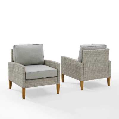Capella Outdoor Wicker 2 Pc Chair Set Gray/Acorn - Crosley 1 Capella Outdoor Wicker 2 Pc Chair Set Gray/Acorn - Crosley