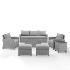 Bradenton 7pc Outdoor Wicker Sofa And Arm Chair Seating Set With Coffee Table, Side Table And 2 Ottomans - Gray/Gray - Crosley 15 Bradenton 7pc Outdoor Wicker Sofa And Arm Chair Seating Set With Coffee Table, Side Table And 2 Ottomans - Gray/Gray - Crosley -Cheap Crosley Store GUEST 7402f9f1 d06f 4950 9611 4912cc556559
