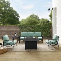 Kaplan 5pc Outdoor Sofa Set With Fire Table - Mist - Crosley -Cheap Crosley Store GUEST 7419d039 ab26 4c59 ab0b d7f91fe008d1