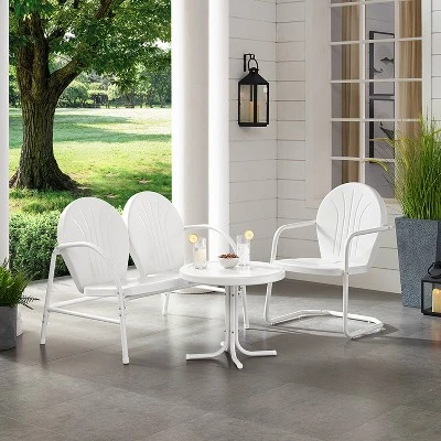 Griffith 3pc Outdoor Conversation Set With Loveseat, Arm Chair & Accent Table - White - Crosley 1 Griffith 3pc Outdoor Conversation Set With Loveseat, Arm Chair & Accent Table - White - Crosley