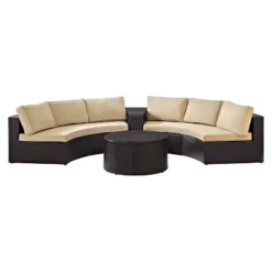 Catalina 4pc Outdoor Wicker Seating Set - Sand - Crosley