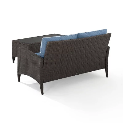 Kiawah 2pc Wicker Patio Seating Set - Blue - Crosley 2 Kiawah 2pc Wicker Patio Seating Set - Blue - Crosley - Image 2