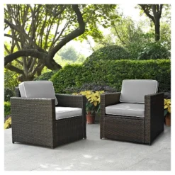Palm Harbor 2pc Outdoor Wicker Seating Set With Cushions - Two Outdoor Wicker Chairs - Crosley -Cheap Crosley Store GUEST 781f65d9 2d6c 499c 8985 ed271be19116