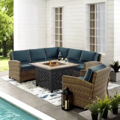 Bradenton 5pc Outdoor Wicker Seating With Fire Table - Crosley -Cheap Crosley Store GUEST 78aaf59f b0d0 4b11 8a33 cab4d354d389