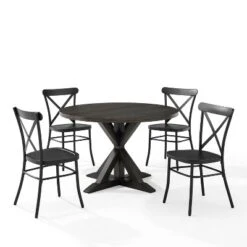 5pc Hayden Round Dining Set With Camille Chairs Matte Black/Slate - Crosley -Cheap Crosley Store GUEST 790839b7 65b3 4c5a a761 b0d9f85e8a1b
