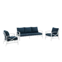 Kaplan 3pc Outdoor Sofa Set With Sofa & 2 Arm Chairs - Navy - Crosley -Cheap Crosley Store GUEST 7941a985 496a 4501 8980 374b6f67707b