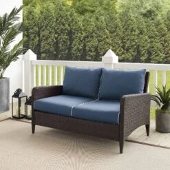 Kiawah Outdoor Wicker Loveseat Blue - Crosley -Cheap Crosley Store GUEST 79607747 de8f 4cb9 bd1a 1ef14d948d70