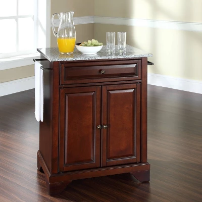 Lafayette Gray Granite Top Portable Kitchen Island/Cart Mahogany - Crosley 1 Lafayette Gray Granite Top Portable Kitchen Island/Cart Mahogany - Crosley