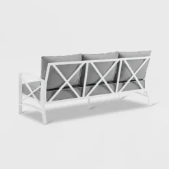 Kaplan Outdoor Metal Sofa White With Gray Cushions - Crosley 12 Kaplan Outdoor Metal Sofa White With Gray Cushions - Crosley -Cheap Crosley Store GUEST 79deafcb 8277 4a71 9338 a5553d3ac824