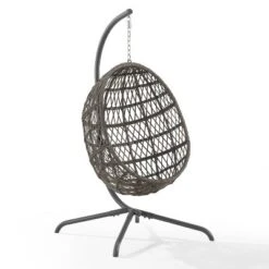 Tess Indoor/Outdoor Wicker Hanging Egg Chair - Gray/Driftwood - Crosley -Cheap Crosley Store GUEST 7a359afb c6e0 4c9b a8db 0e327e7e79db